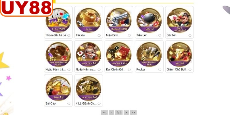 Game Bài UY88 quy tụ nhiều trò chơi đổi thưởng hot